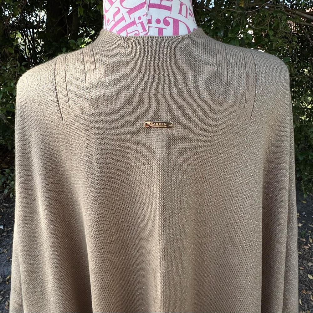 Lauren Ralph Lauren Black Label Gold‎ Metallic Kimono Wrap Reversible OS Sweater - Picture 5 of 12